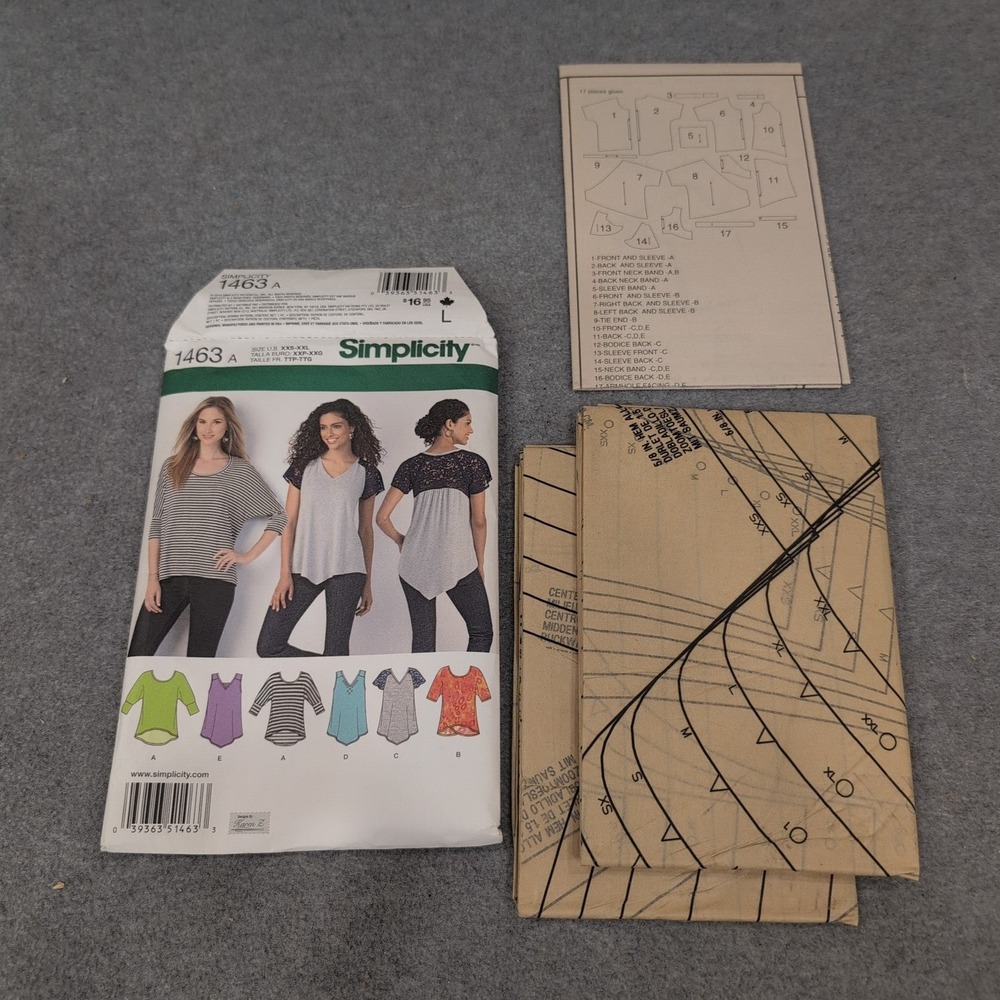 Simplicity 1463 Misses Knit Tops Sewing Pattern  XXS-XXL Tunic‎ Shirt Uncut FF - Picture 2 of 3
